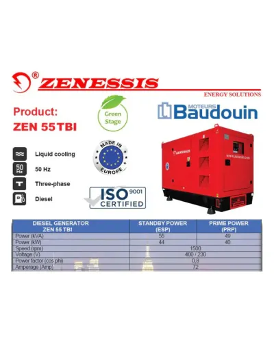 Дизельний генератор 44 кВт трифазний Zenessis ZEN 55 TBI