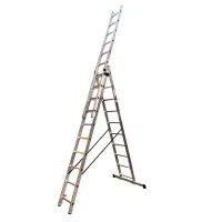 Драбина алюмінієва трисекційна GTM KME310 3x10 сходинок 2.72-6.5м (KME310)