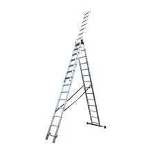 Лестница алюминиевая трёхсекционная GTM KME314 3x14 ступенек 3.8-9.74м (KME314)