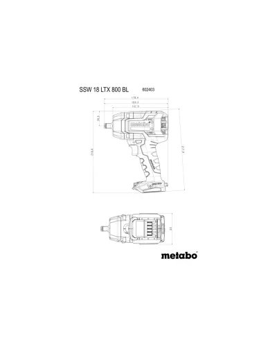 Акумуляторний ударний гайковерт Metabo SSW 18 LTX 800 BL (АКБ + ЗП) (602403660)
