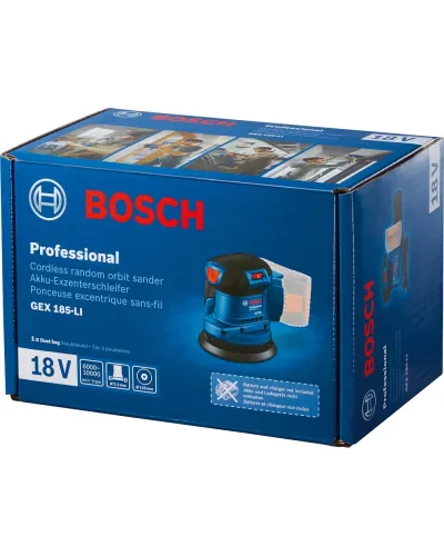 Акумуляторна ексцентрикова шліфмашина Bosch GEX 185-LI Professional без АКБ і ЗП (06013A5020)