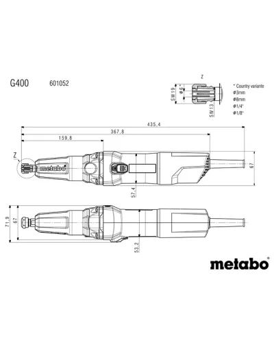 Пряма шліфувальна машина Metabo G 400 (601052000)