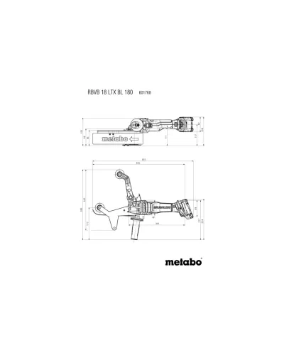 Акумуляторна стрічкова шліфувальна машина для труб Metabo RBVB 18 LTX BL 180 (601768840)