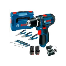Акумуляторний шурупокрут із набором ручного інструменту Bosch Professional GSR 12V-15 у кейсі (АКБ + ЗП) (060186810R)