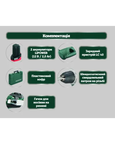 Аккумуляторная дрель-шуруповерт Metabo PowerMaxx BS Basic + кейс (600080500)