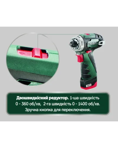Акумуляторний дриль-шурупокрут Metabo PowerMaxx BS Basic (600984500)