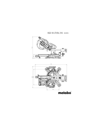 Акумуляторна торцювальна пила Metabo KGS 18 LTX BL 216 (АКБ + ЗП) (614216920)