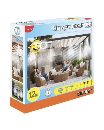 Система охолодження повітря мікротуманом Claber 90752 HAPPY FRESH EVOLUTION 12 M KIT