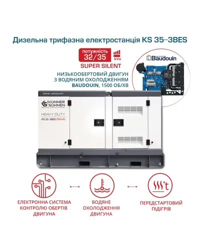 Дизельна трифазна електростанція KS 35-3BES