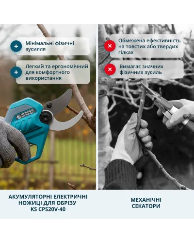 Акумуляторний секатор KS CPS20V-40